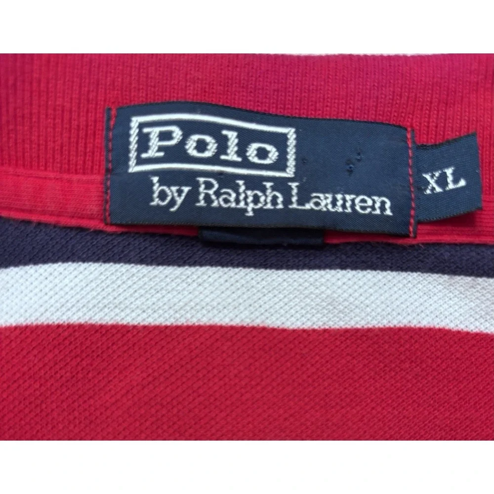 Pollo By Ralph Lauren, XL, Red, White, Blue striped Polo Pullover, Short Sleeves